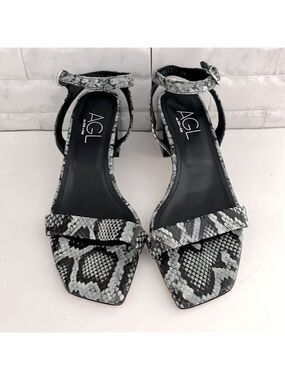 AGL Angie Ankle Strappy Sandal Heel In Menthe-nero Sz 40, 9.5